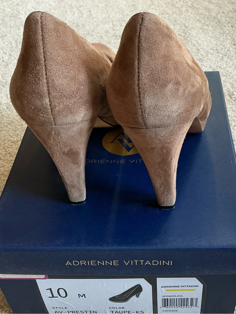 Adrienne Vittadini Prestina Suede-Look Heels Brown US 10 M